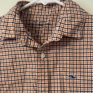 Vineyard Vines Boys Orange Checkered Shirt
